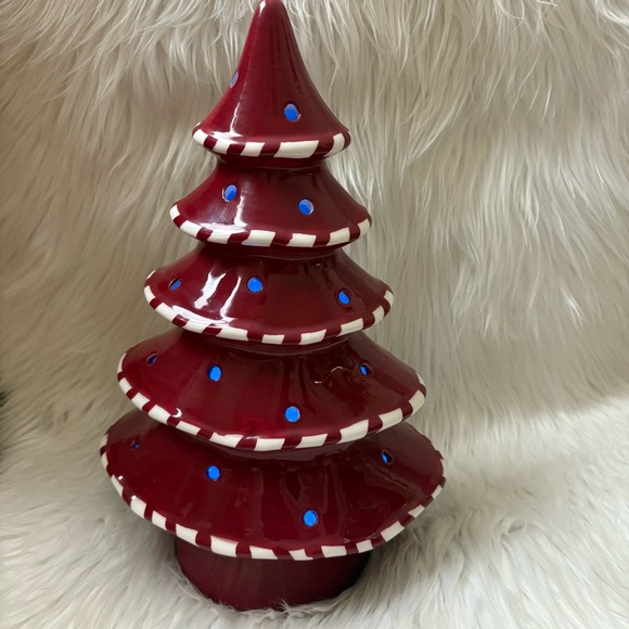 Lightscapes Candy Cane Color Morphing and White Light Up Ceramic Tree - Picture 3 of 12